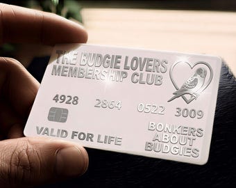 Carte de membre Budgie Lovers - Cadeau de fantaisie pour les propriétaires de chat - Argent métallisé