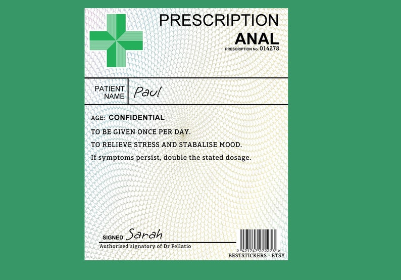 Adesivo/etichetta personalizzata per prescrizione medica "Rude Sexy" - Perfetto per biglietti di San Valentino/compleanno - Regalo per marito, moglie, fidanzata, fidanzato immagine 3