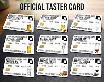 Carte d'identité officielle de dégustateur de boissons alcoolisées - Cadeau original et amusant, souvenir - Carte en plastique brillant