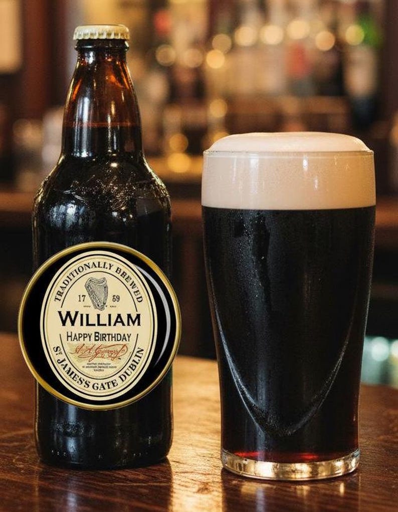 Personalised Any Occasion DieCut Guinness Bottle Label - Pre-cut & Gloss Finish - Add Any Text/Occasion image 2