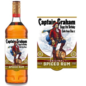 Personalised Captain Morgan DieCut Bottle Label - Pre-cut & Gloss Finish - Add Any Text