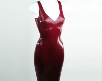 V Neck Latex Pencil Dress