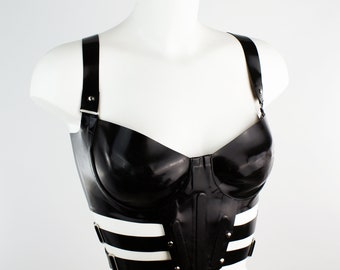 Linear Strappy Latex Basque Bra