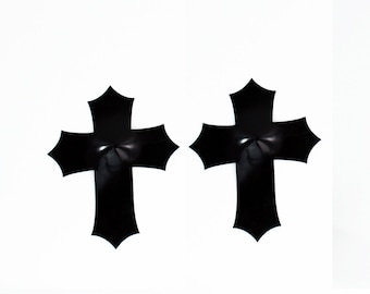 Gothic Cruxifix Cross Shaped Latex Nipple Pasties