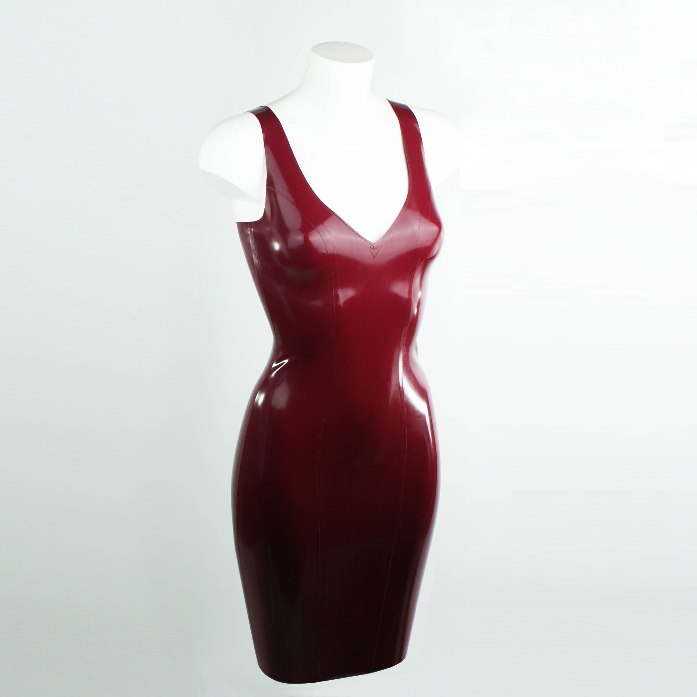Image of V Neck Latex Pencil Dress
