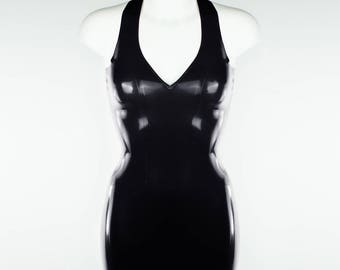 V Neck Latex Mini Dress