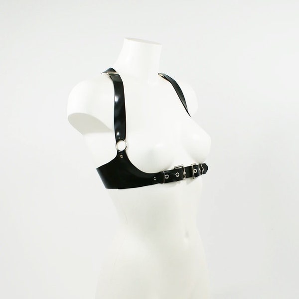 Latex Buckle Harness Top