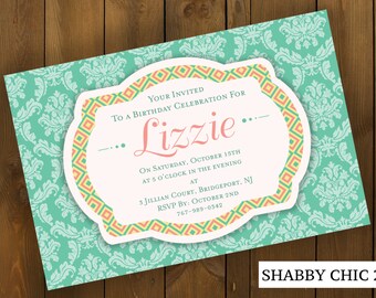 Shabby Chic Birthday Party Invitation