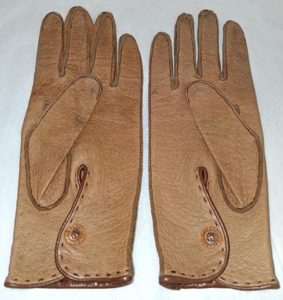 Vintage Peccary Pigskin Driving Gloves Made in Boston Size 8.5 Rare