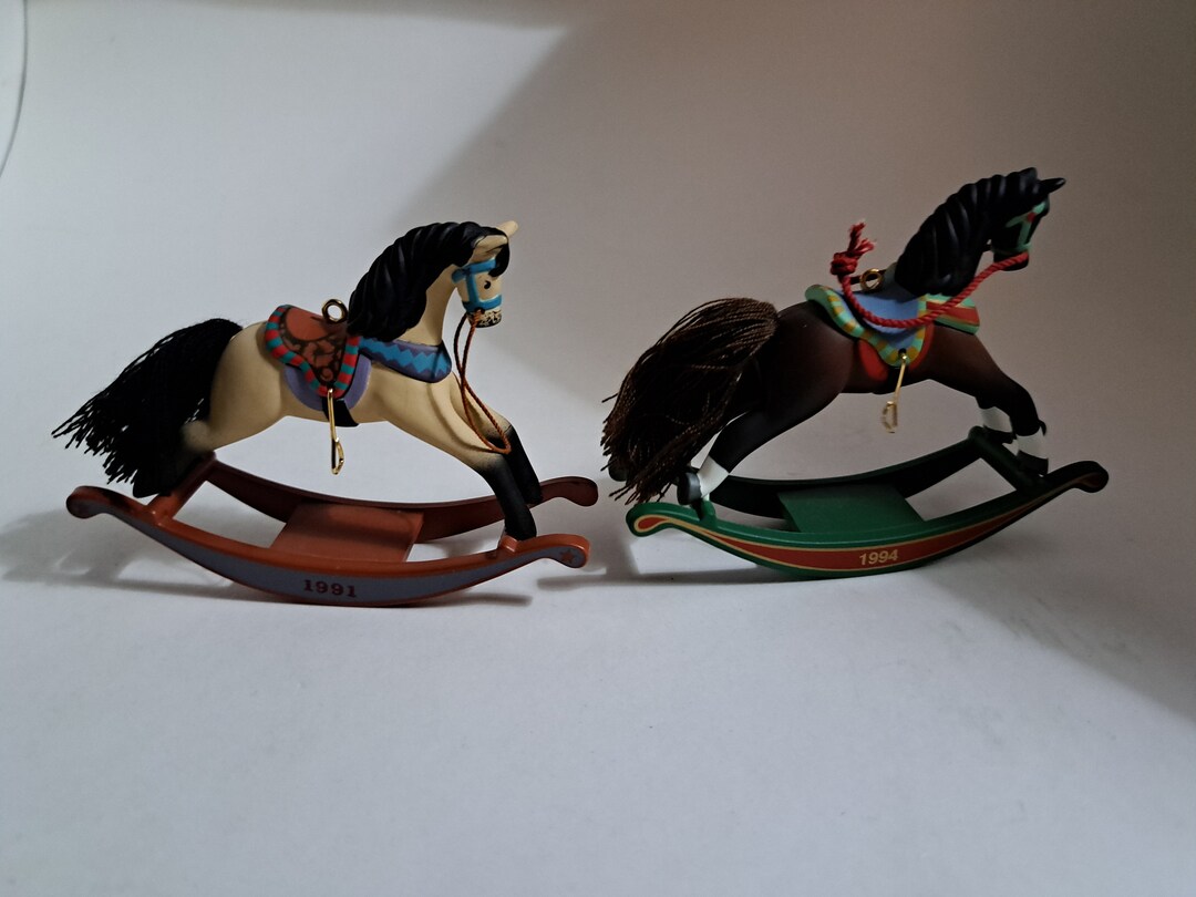 Hallmark Rocking Horse Ornament Lot of 2 Hallmark 1991 & 1994 Rocking