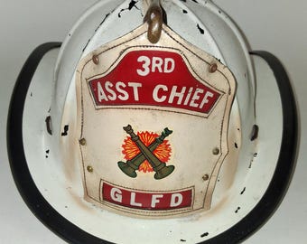 Vintage FIREMAN HELMET by Cairns Fiberglass Fire Helmet with Liner - Cairns FIREMEN Helmet