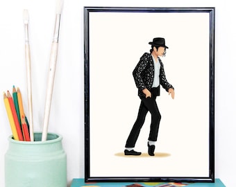 Moonwalk Dance Music Poster, Pop Culture Iconic Print, Gift for Her, Gift For Him, Fun Pop Art Wall Art, Dancing Gift, MJ Poster King of Pop