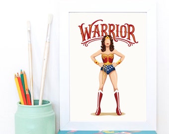 Warrior Woman Poster, Future is Female, Comics Gift for Her, Who Run the World, Superhero Pop Art, Feminism Art Prin