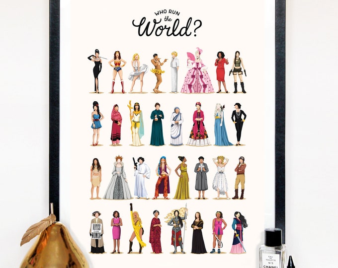 Who Run the World Poster, Feminist Art Print, Women Empowerment Gift for Her, Inspiring Art, Girl Power Gift, Feminism Educational Art Print