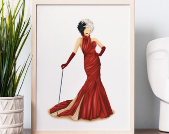 Cruella Art Print 2, Cruella De Vil Poster, Villain Gifts, Pop Art Gift for Her, Inspiring Wall Art, Feminism, Women Empowerment