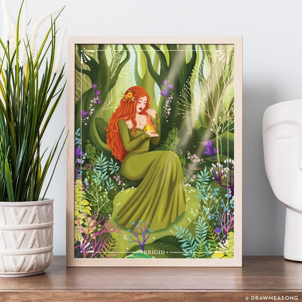 Brigid Celtic Goddess Art Print, Divine Feminine Art, Sacred Feminine, Gaelic Mythology, Feminine Energy, Imbolc Gift, Witch Wicca Altar