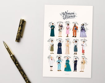 Women of Science Postcard, Women in Stem, Pop Art Gift for Her, Inspiring Art, Feminism Postcard, Women Empowerment, Girl Scientist