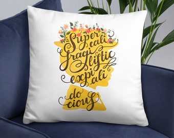 Mary Poppins Throw Pillow, Children Room Decor, Cute Kids Gift, Fairy Tale Decor, Pastel Nursery Decor, Baby Shower Gift, Kids Nursery Decor