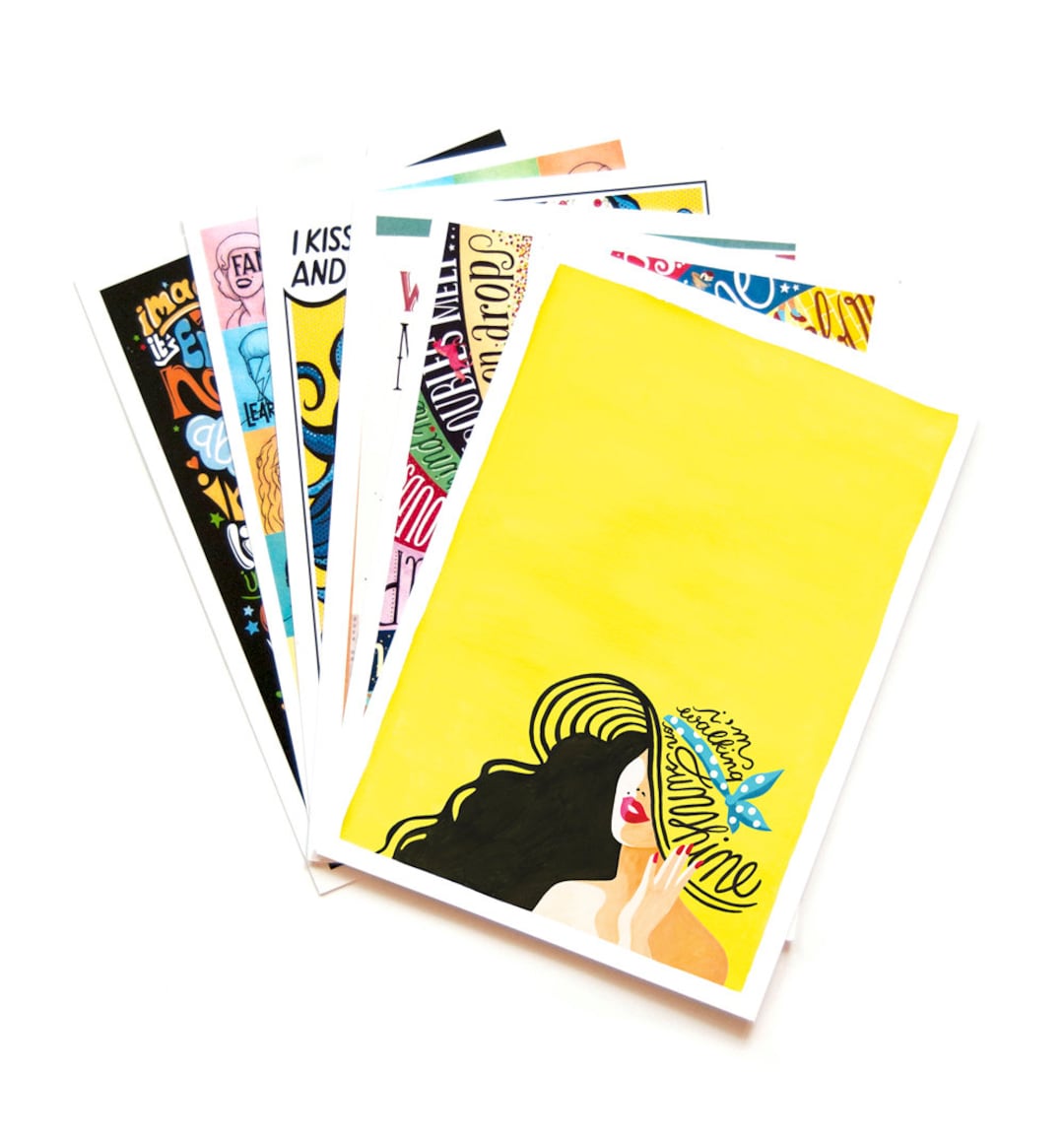 10 Music Postcards, Pop Song Illustrations, Pop Music Typography Song