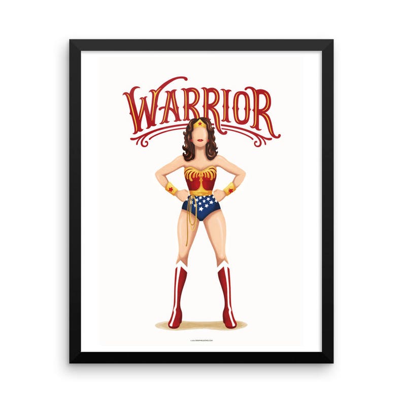 FRAMED Warrior Woman Poster, Future is Female, Comics Gift for Her, Who Run the World Superhero Pop Art, Feminism Art image 5
