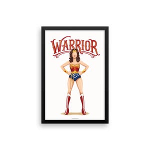 FRAMED Warrior Woman Poster, Future is Female, Comics Gift for Her, Who Run the World Superhero Pop Art, Feminism Art image 4