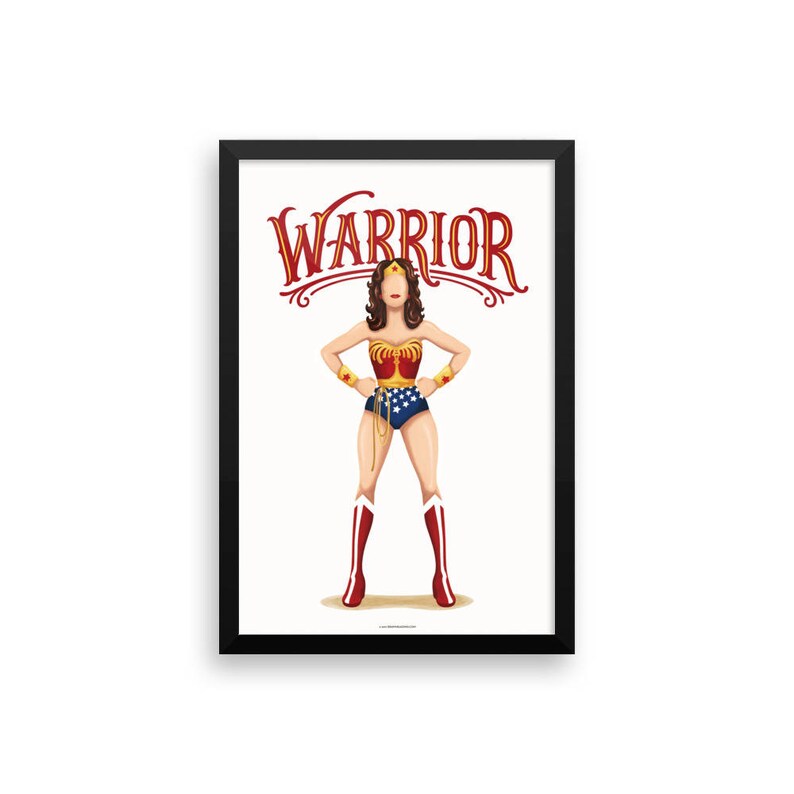 FRAMED Warrior Woman Poster, Future is Female, Comics Gift for Her, Who Run the World Superhero Pop Art, Feminism Art image 4