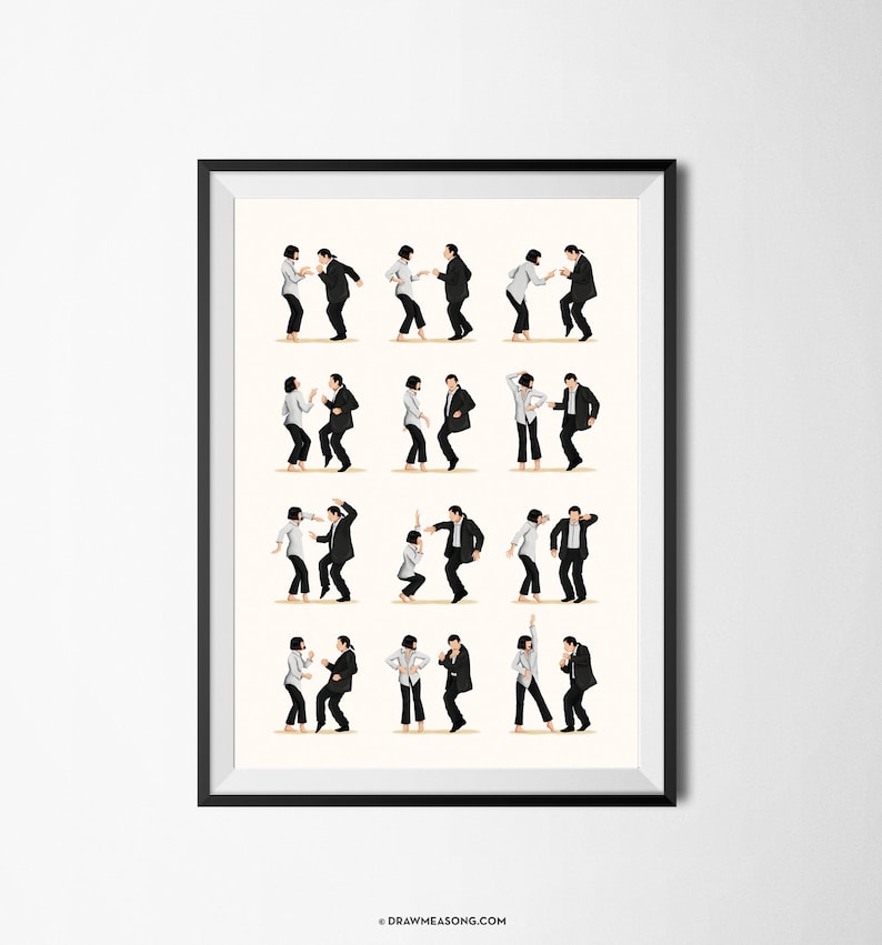 Pulp Fiction Twist Dance Music Poster 2, Pop Culture Iconic Print, Gift for Her, Fun Pop Art Wall Art, Dancing Gift, Film Poster, Dance Move image 8