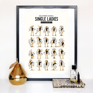 Single Ladies Dance Music Poster, Queen B Gift for Her, Dance Tutorial Illustration, Funny Poster, Fun Pop Art Wall Art, Typography Lyrics image 4