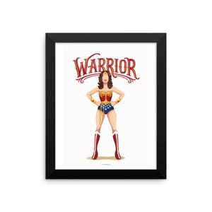 FRAMED Warrior Woman Poster, Future is Female, Comics Gift for Her, Who Run the World Superhero Pop Art, Feminism Art image 2