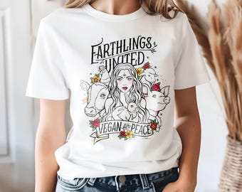 Earthlings United Vegan T-Shirt, Animal Lover Gift