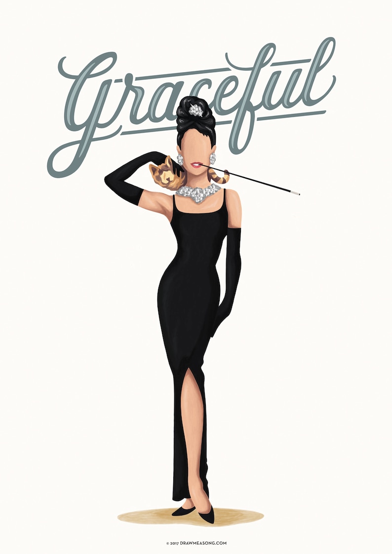 Audrey Hepburn Graceful Poster, The Future is Female, Gift for Her, Who Run the World, Girls Fun Pop Art, Women, Type, Feminism Art Print image 2