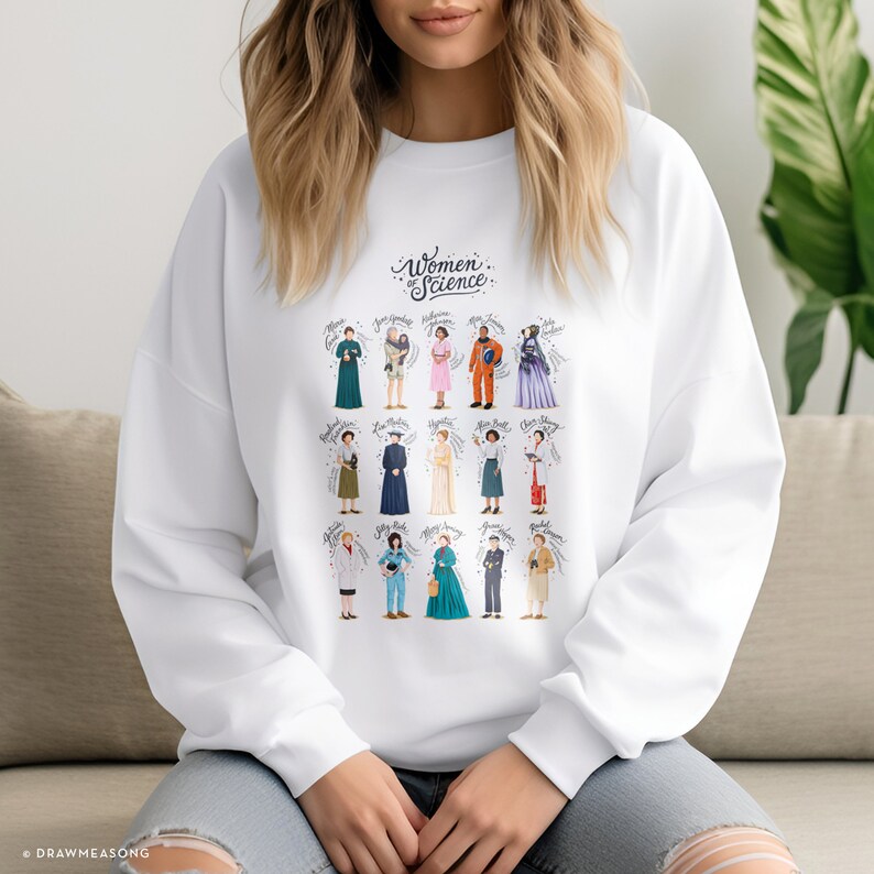 Science Sweater Drawing Women of Science Sweatshirt, Women in Stem Sweater, Science Student ...