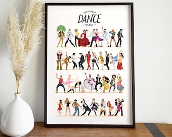 Dance Wall Art Print, Dance Moves Poster, Dance Studio Decor, Gift for Dancer, Party Decor Movement Art, Fun Wall Decor Art Studio Wall Art