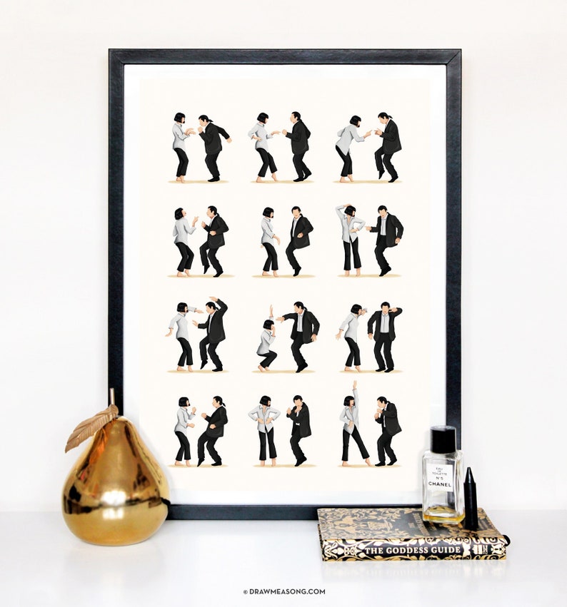 Pulp Fiction Twist Dance Music Poster 2, Pop Culture Iconic Print, Gift for Her, Fun Pop Art Wall Art, Dancing Gift, Film Poster, Dance Move image 3