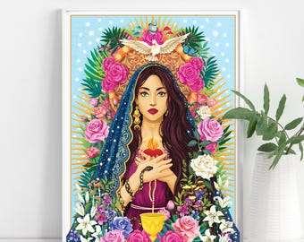 Divine Feminine Wall Art Print, Mary Magdalene Poster, Sacred Feminine Art, Spiritual Gift for Her, Altar Decor Goddess Art Print
