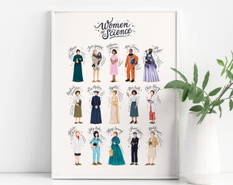 Custom Women of Science Portrait Print, Personalized Gift (Digital Download)