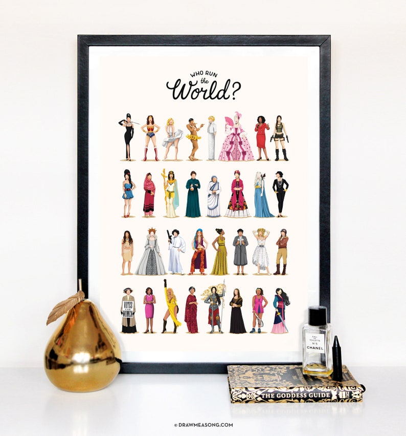 Who Run the World Poster, The Future is Female Print, Women Empowerment Gift for Her, Inspiring Art, Girl Power Gift, Feminism Art Print image 1