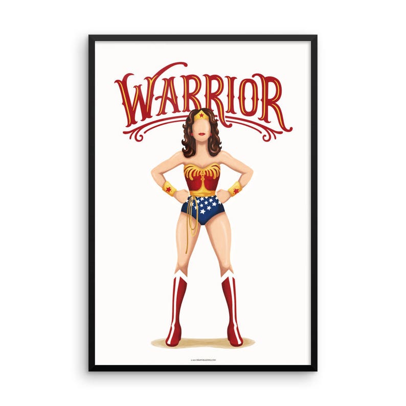 FRAMED Warrior Woman Poster, Future is Female, Comics Gift for Her, Who Run the World Superhero Pop Art, Feminism Art image 7