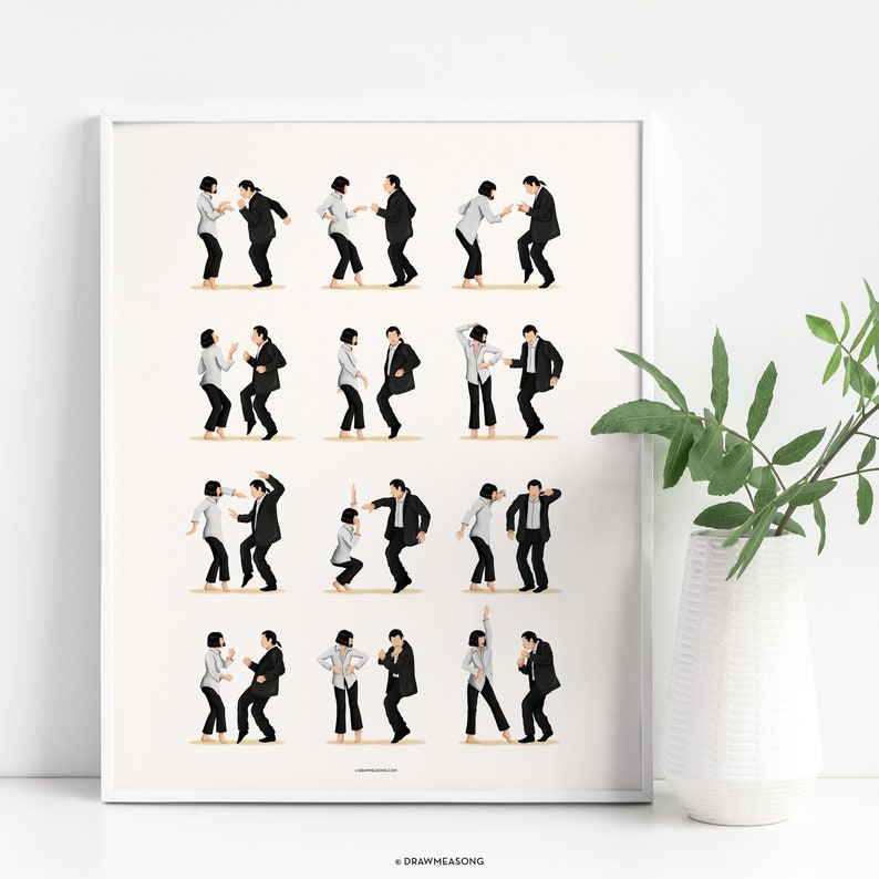 Pulp Fiction Twist Dance Music Poster 2, Pop Culture Iconic Print, Gift for Her, Fun Pop Art Wall Art, Dancing Gift, Film Poster, Dance Move image 1