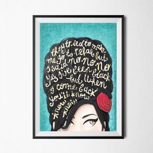 Rehab Amy Winehouse Music Poster, Typography Lyrics, Home Decor Gift, Music Illustration, Pop Art Wall Art, Creative Gift for Her, Art Print image 4