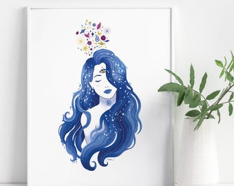 Third Eye Goddess Art Print, Divine Feminine Spiritual Decor