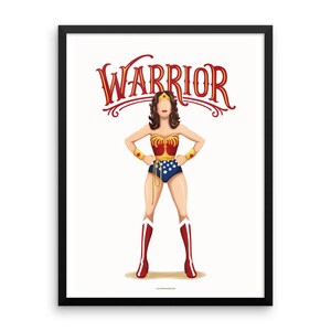 FRAMED Warrior Woman Poster, Future is Female, Comics Gift for Her, Who Run the World Superhero Pop Art, Feminism Art image 6