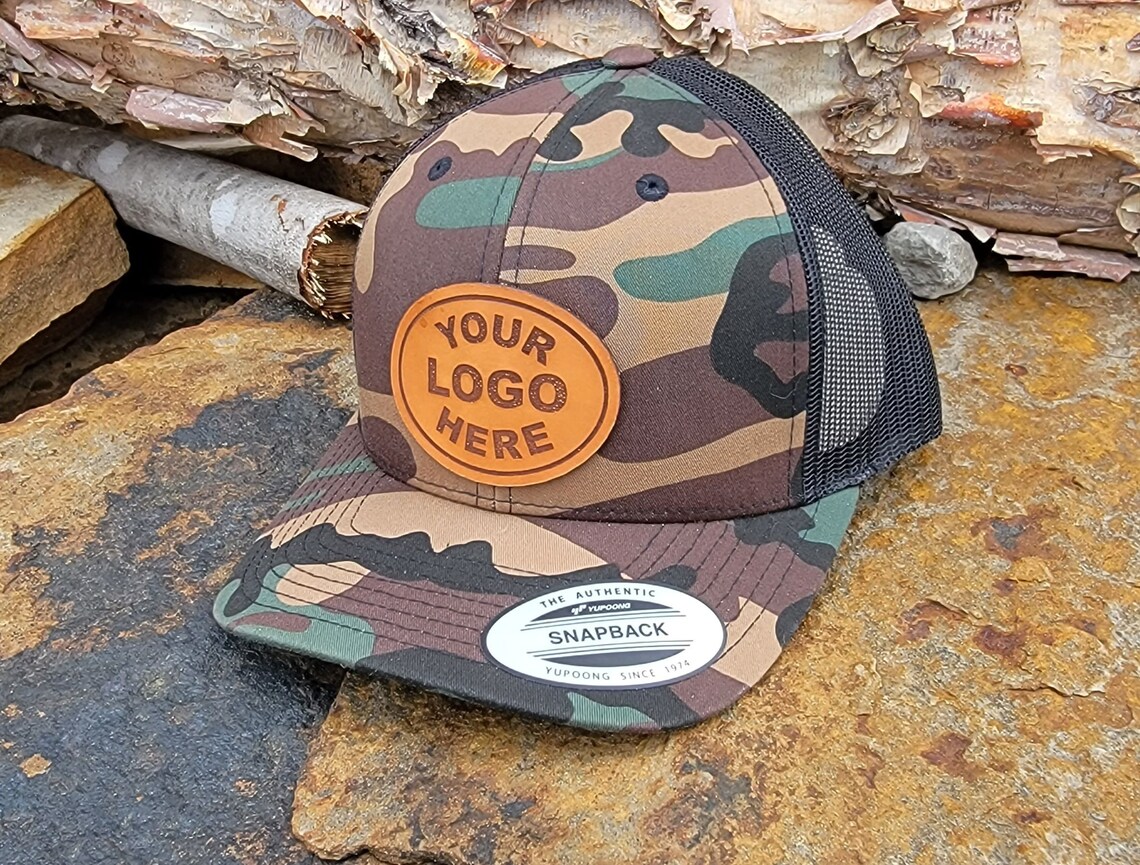 Custom Leather Patch Hat Your Logo Hats Laser Engraved Etsy