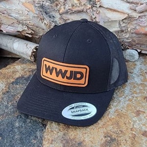 Christian hat for Men,  WWJD, leather patch hat, religious hat, Trucker Hat, snapback, mesh back,  retro hat, gift for him, gift for Dad
