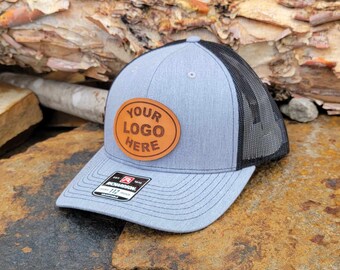 Chapeaux de patch en cuir personnalisés, chapeaux logo, écusson en cuir gravé au laser, chapeau logo d’entreprise, chapeaux personnalisés, chapeau de camionneur