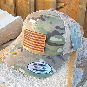 American Flag Leather Patch Hat, American Flag Hat, Patriotic Trucker Snapback, America Cap, USA Patch Cap, Gift for Him, Richardson Hat