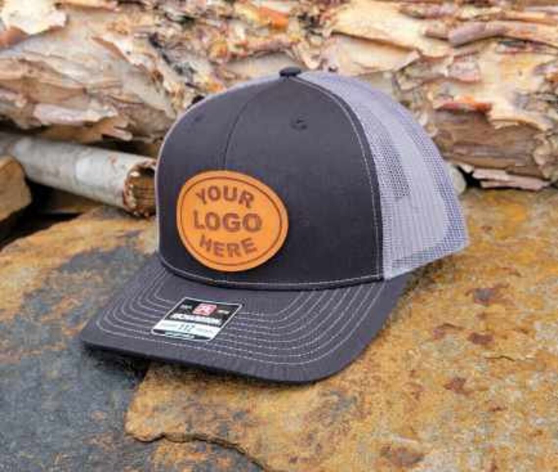 Custom Leather Patch Hat Your Logo Hats Laser Engraved Etsy
