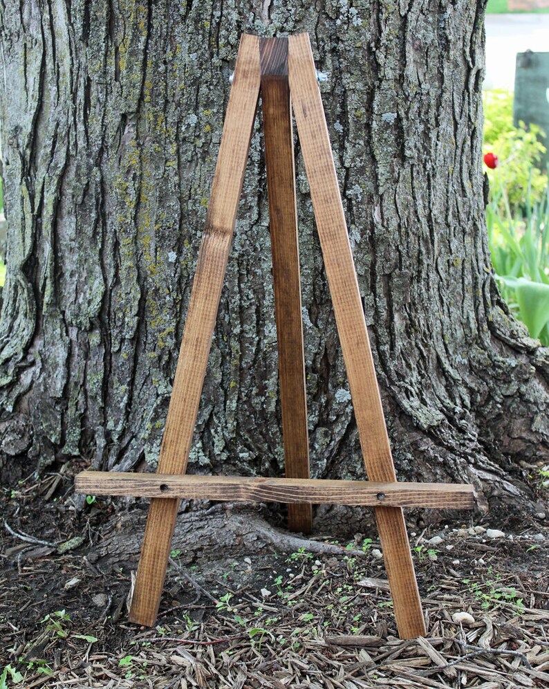 Easel Wood Rustic Knotty Pine Picture Frame Holder Table Top Image 0