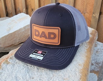VALENTINE GIFT for Dad, Papa, Grandpa, Pop Pop, Dada, Daddy, Poppy, Pops, Logo Hats, Laser Engraved Leather Patch, Personalized Hats