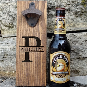 BEER BOTTLE OPENER Wood Brewery Monogram Groomsman Gift for Groomsmen Gift for Dad Best Man Gift for Wedding Party Gift Personalized